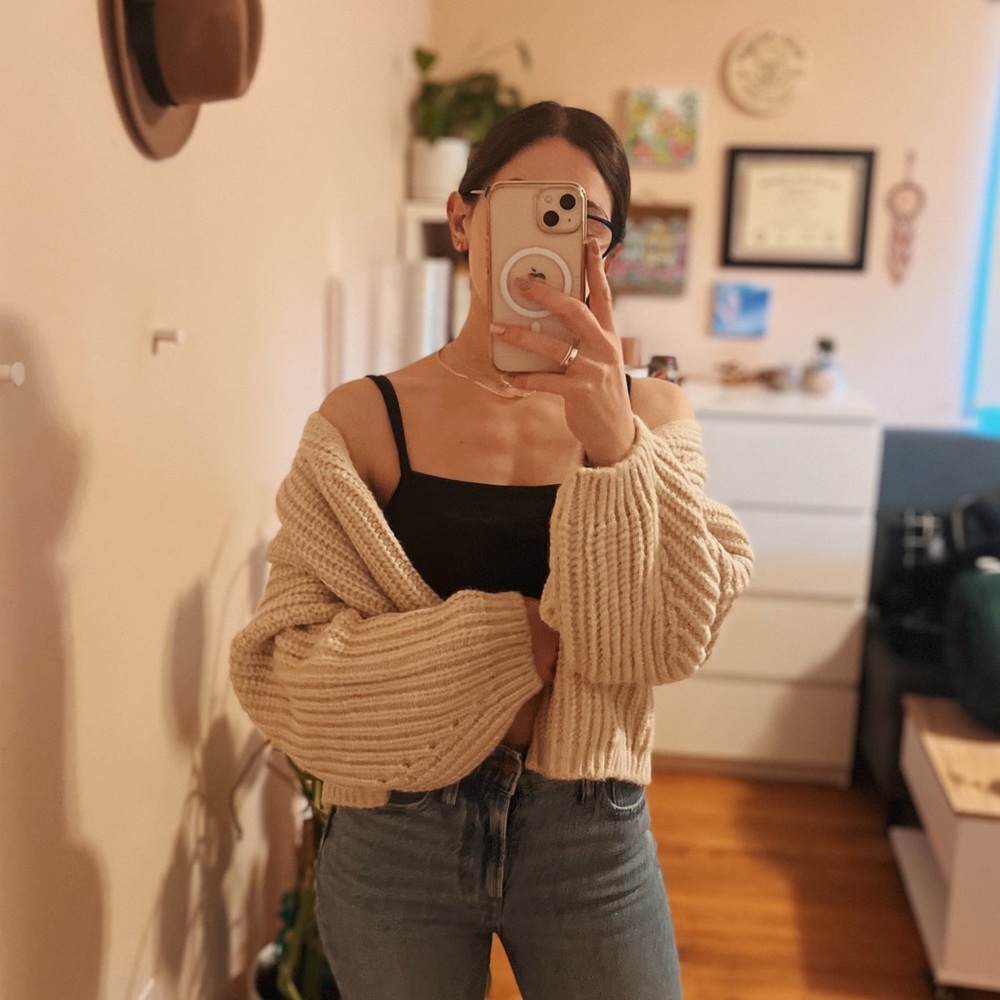 Oak + Fort beige oversized cardigan